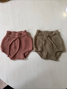 Quincy Mae Knit Baby Bloomers - Pink and Olive